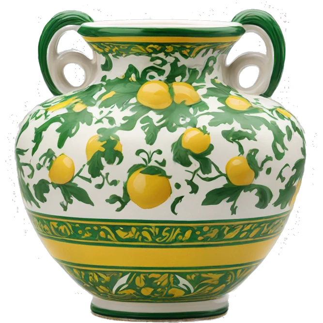 Deruta vase white green and yellow  emoji
