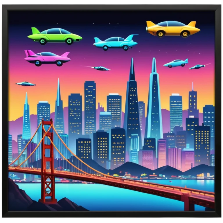 create an image of san francisco skyline in the tech future emoji