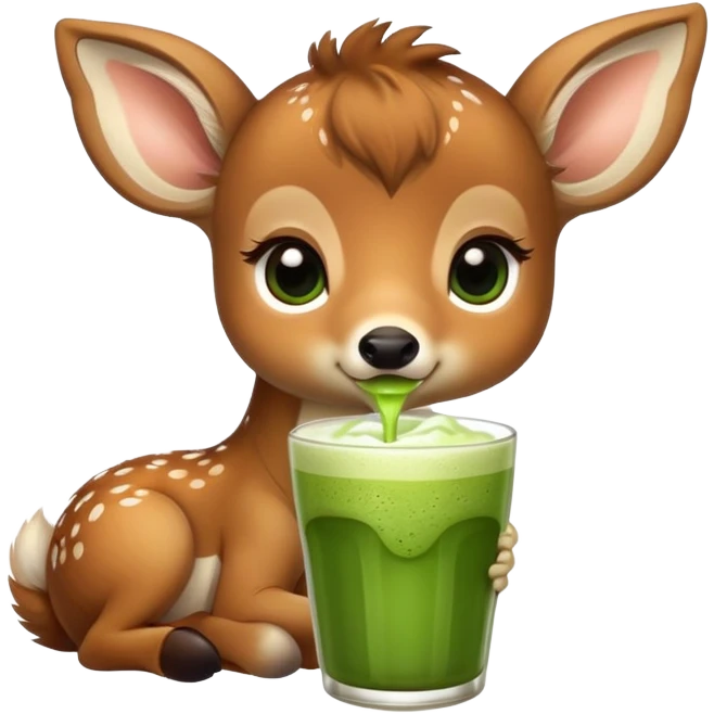 baby deer drinking matcha emoji