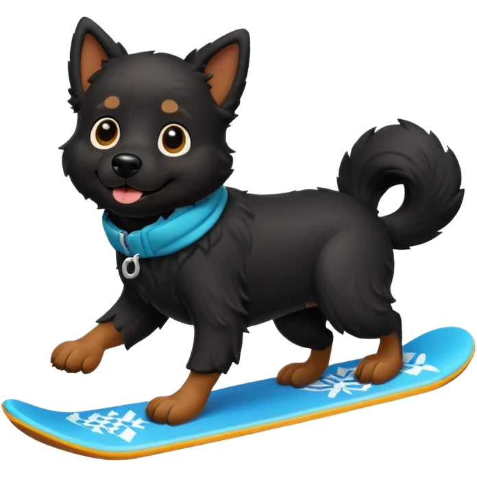 black dog snowboarding emoji