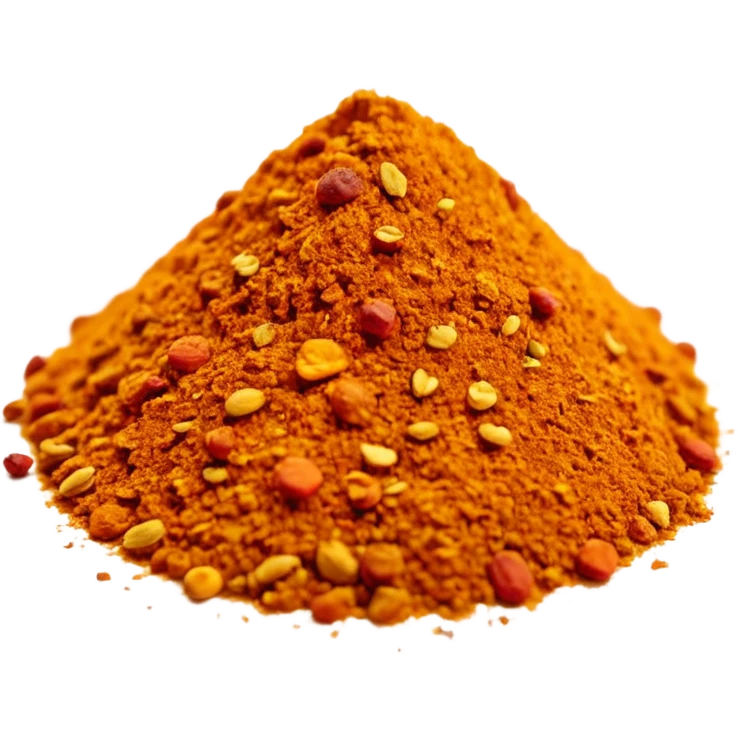 Ras el Hanout spice, small mound, golden amber reddish-brown orange, fine grainy, colored specks, dry, clean 3D style, optimized for emoji size emoji