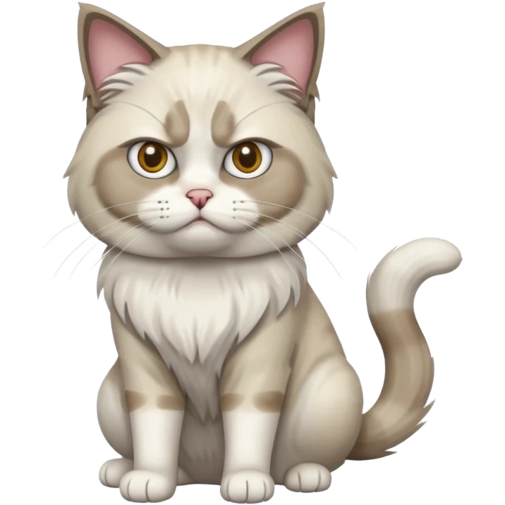 Angry Ragdoll cat sitting full body emoji