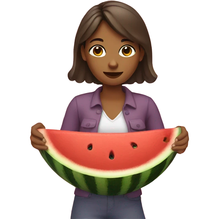 brown female holding watermelon  emoji