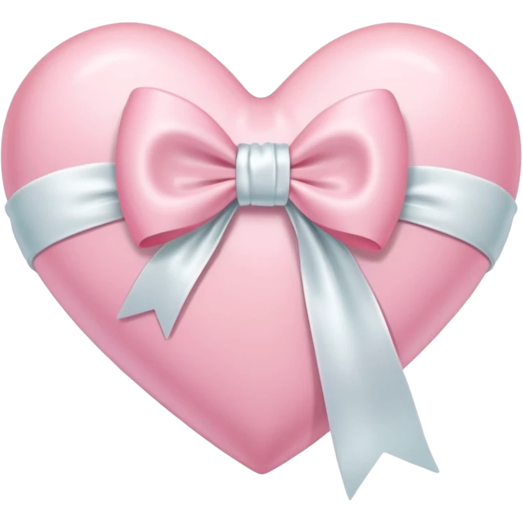 Pastel pink heart with white bow emoji