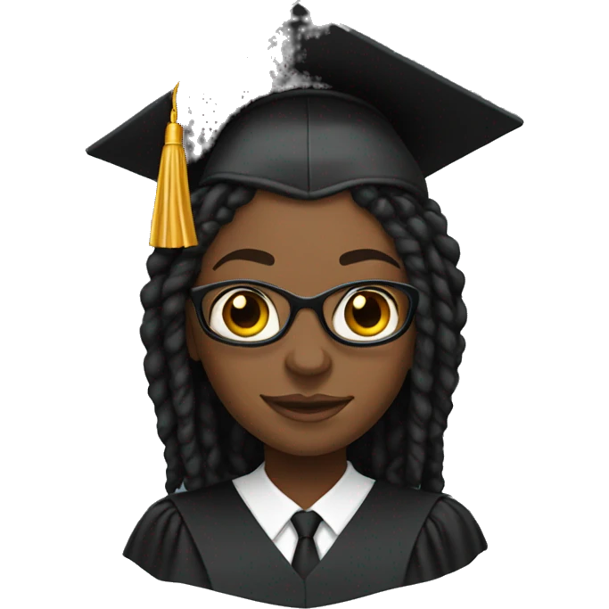 black woman with dreadlocks graduation emoji