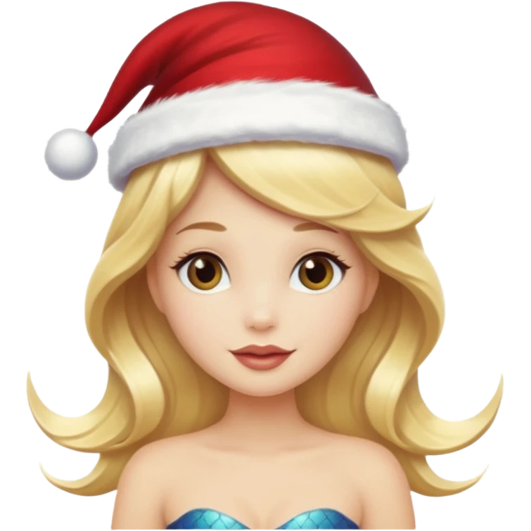 blonde mermaid with christmass hat emoji