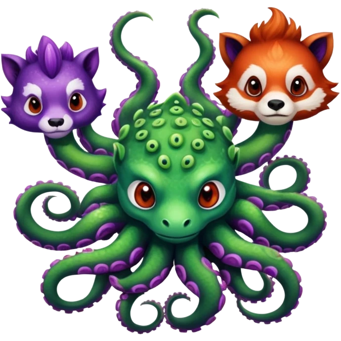 Dragon and a purple octopus 
 and a red panda  emoji