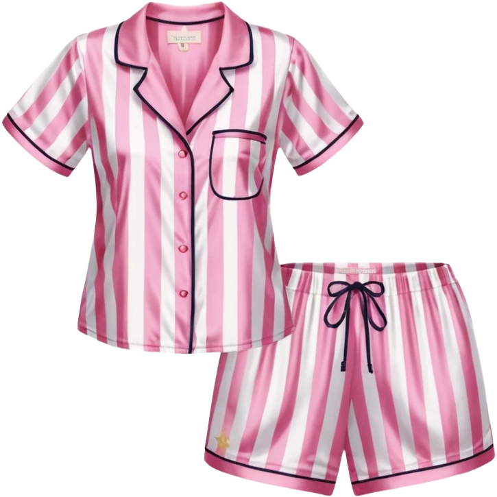 pink and white striped silk victoria’s secret pajama set emoji