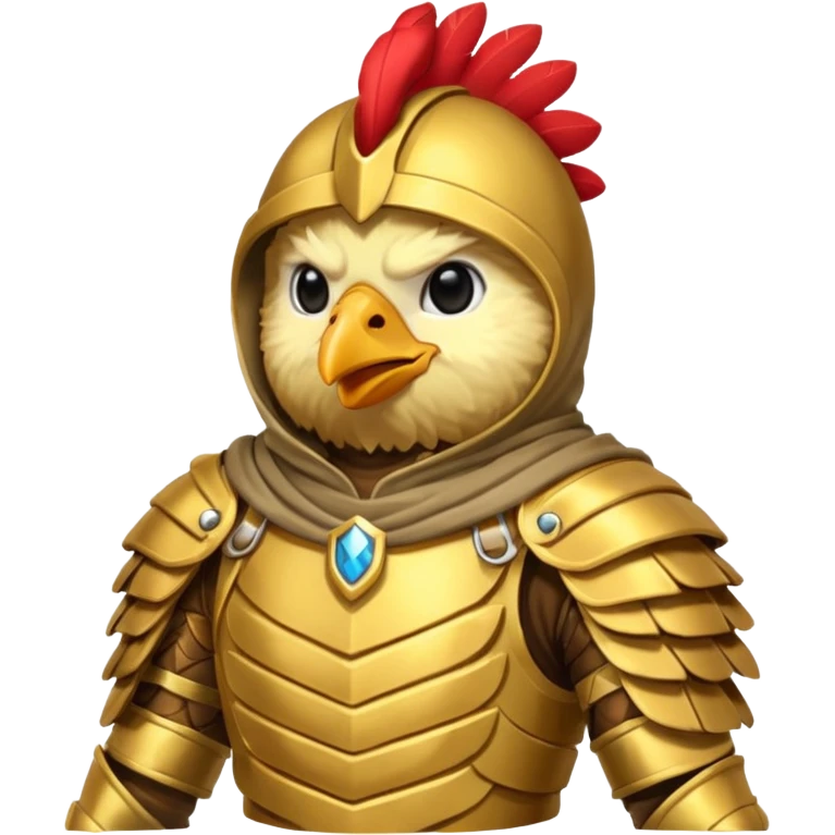 chicken warrior with hood, gold emoji