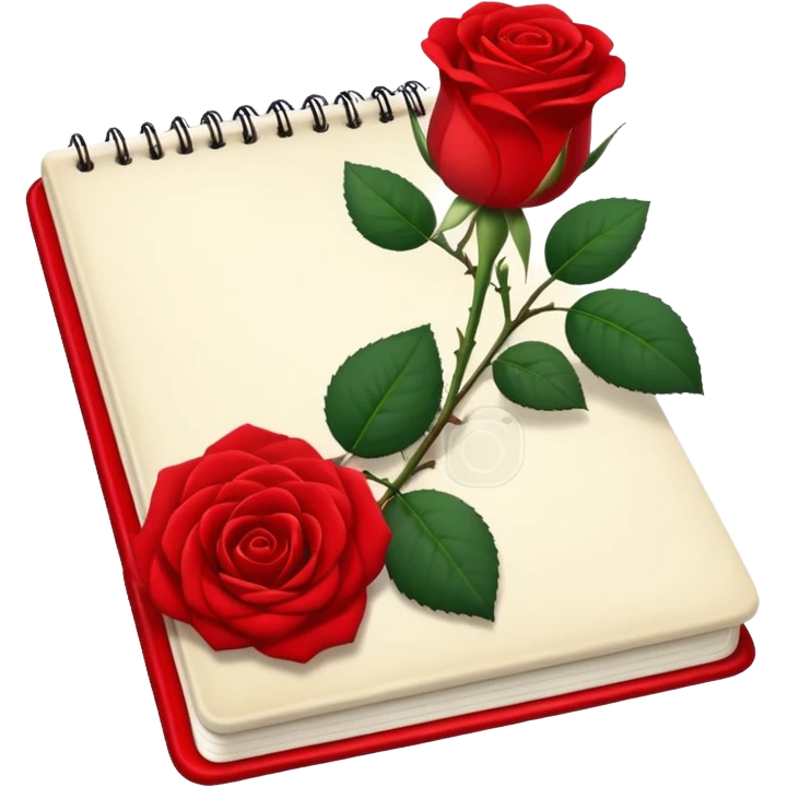 notebook  and rose emoji