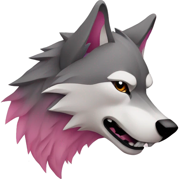 wolf head in profile in one pink color  emoji