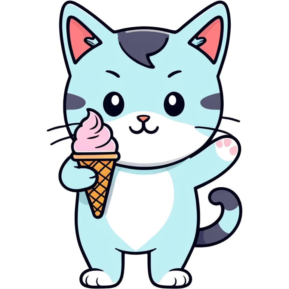 Cat with ice cream emoji
