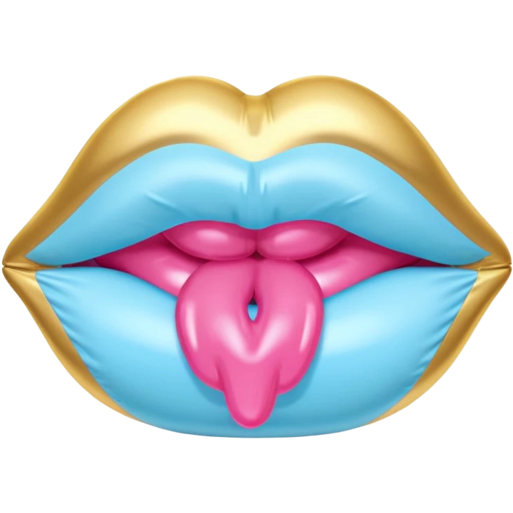 pink gold and light blue rococo inflatable lips emoji