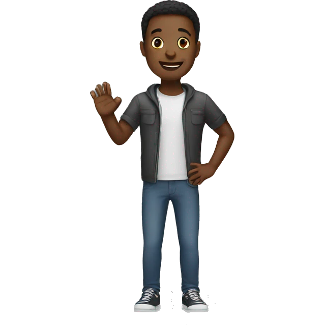 Black guy holding hands up emoji