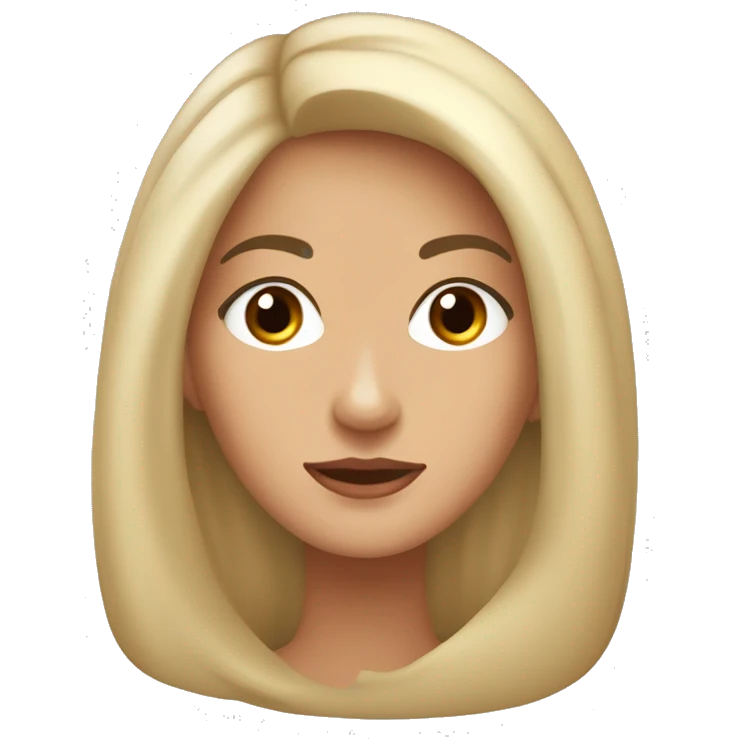 Mujer de tez clara con cabello cafe suelto y largo y ojos claros s emoji