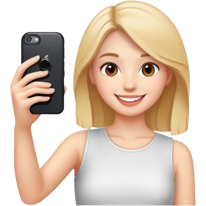 smiling girl taking a selfie emoji