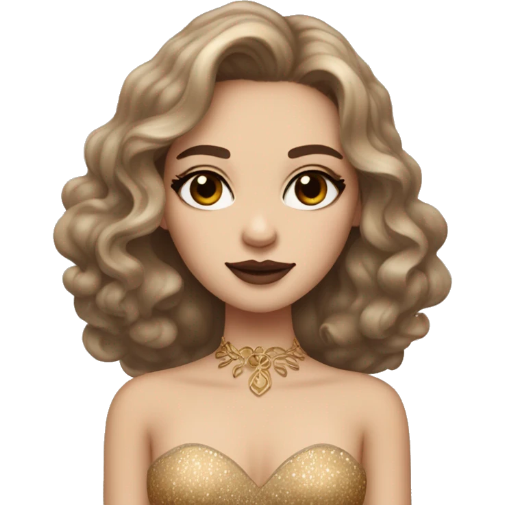 Create the zodiac sign leo as a pale brunette girl with elaborate makeup and dress that matches the zodiac sign  emoji