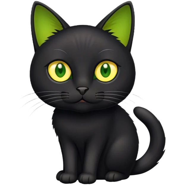 Black cat whith yellow-green eyes  emoji