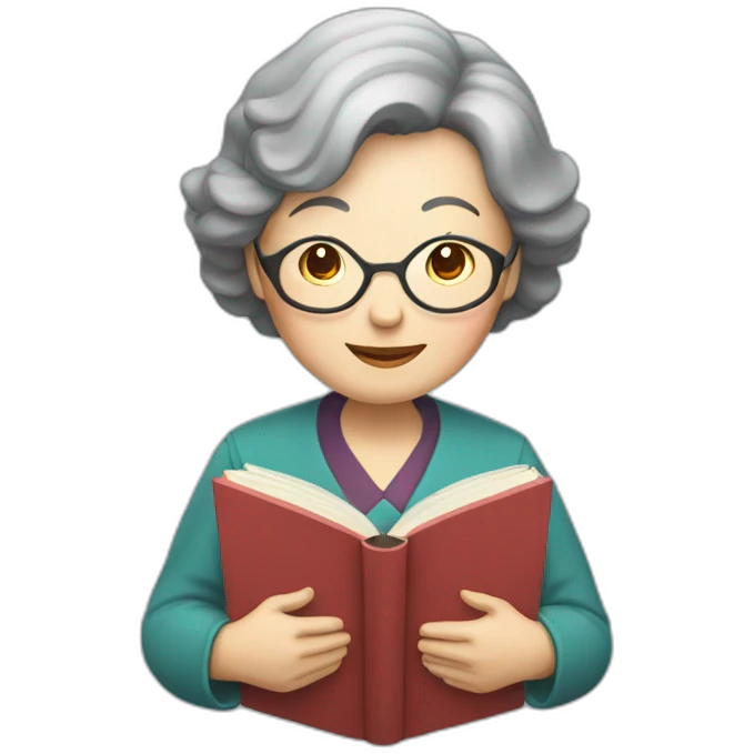 Older Chinese lady teacher held book standing emoji