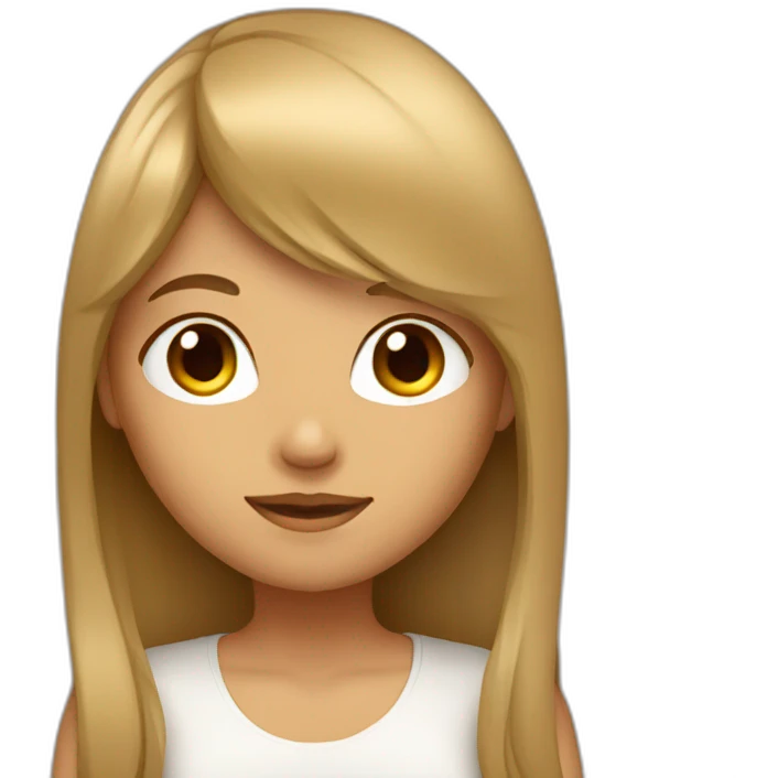 tan girl with long hair and bangs with star emoji
