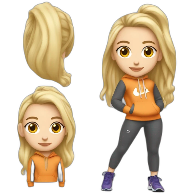 fille blonde au cheveux longs et boucles  avec un Nike tech fleece  emoji