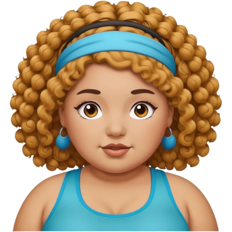 curly fat girl with headband, sportsy emoji