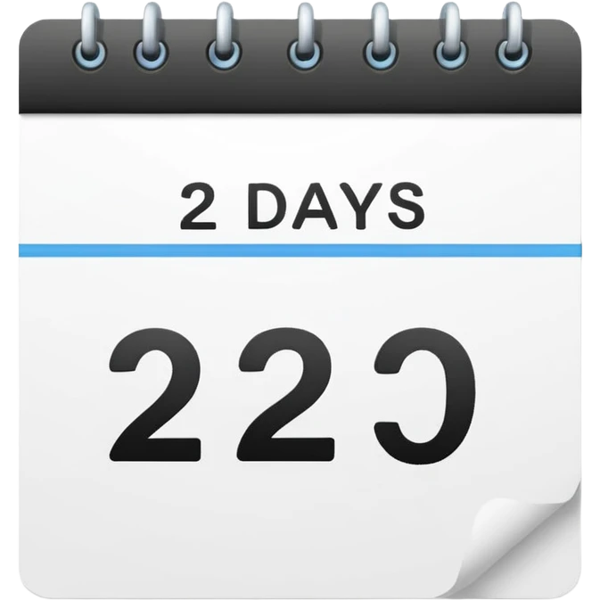 calendar page with the words '2 days' emoji