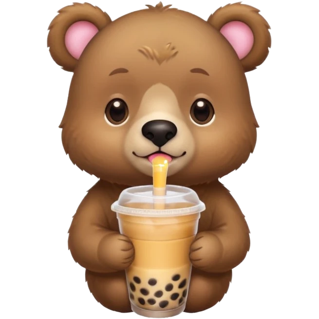 bear drinks bubble tea emoji