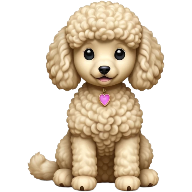 cinematic-[poodle]-realistic-full-body-sitting-emoji,-tail-resting-loosely-beside-its-paws,-head-tilted-dramatically, -curly-[cream]-fur,-simplified-yet-realistic-focused-features,-highly-detailed,-glowing-with-an-almost-sarcastic-glow emoji