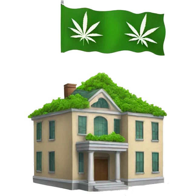 building with weed flag emoji