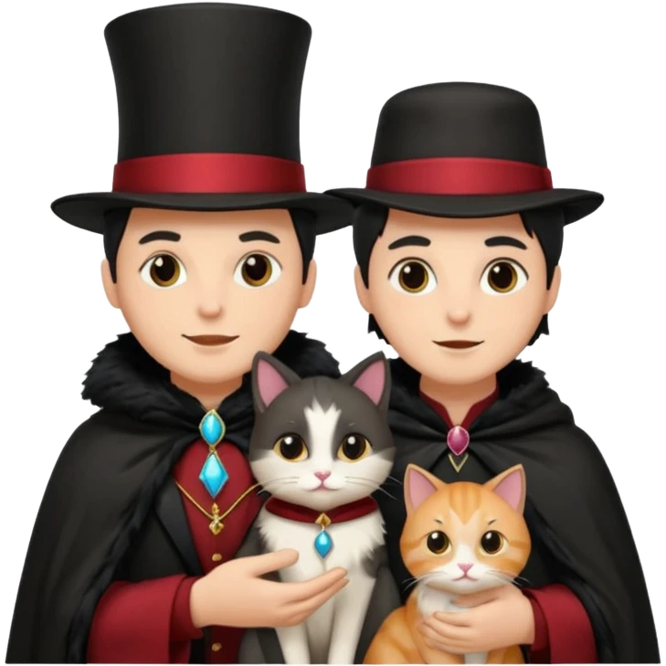 magician couple and their pet cat emoji