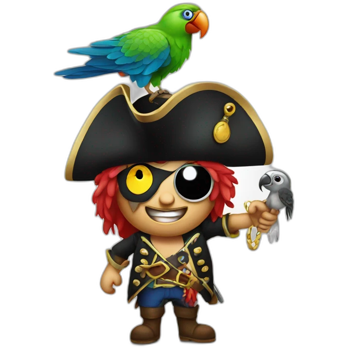 crazy pirate with parrot emoji