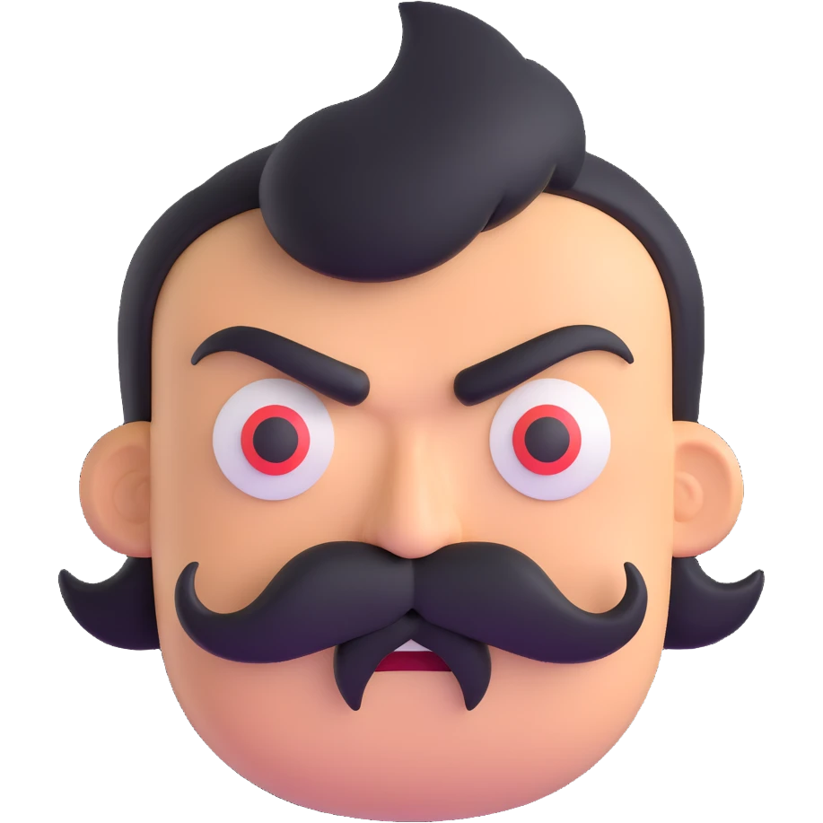 angry face with mustache emoji