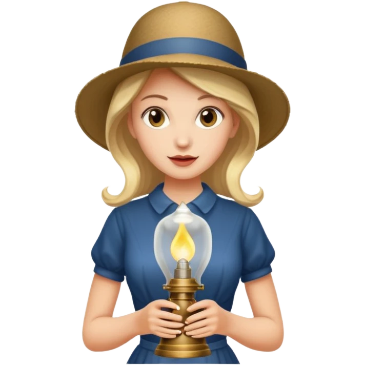 holding vintage gas lamp, female emoji