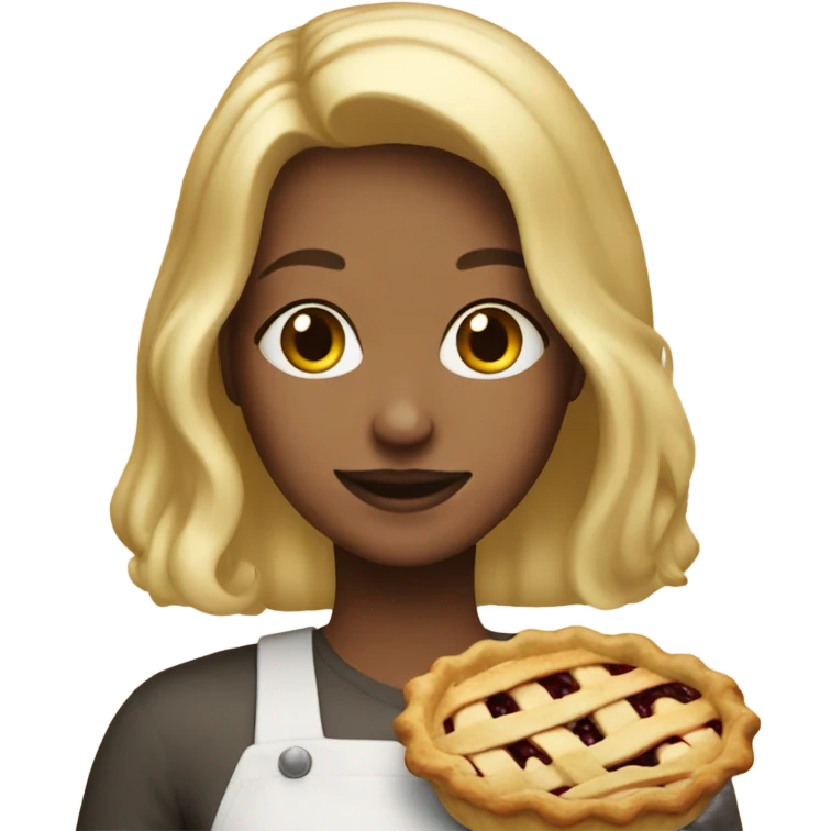 Blonde girl with pie emoji