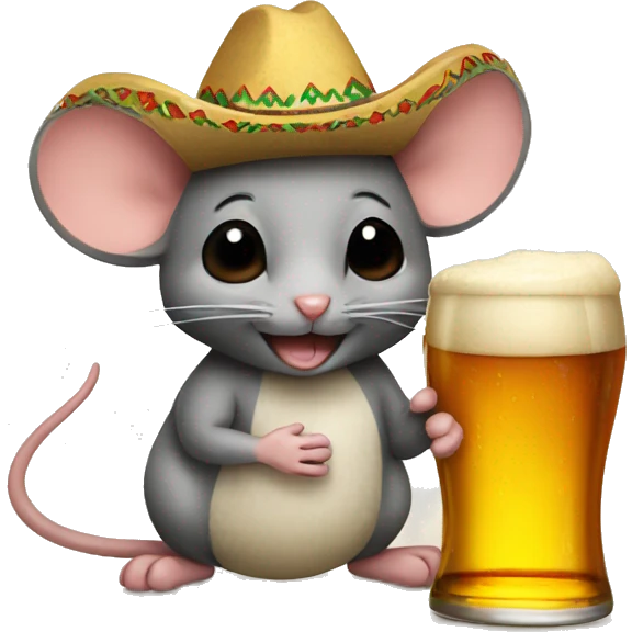 Mexican mouse with beer emoji