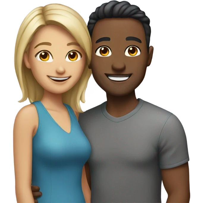 mixed couple smiling emoji