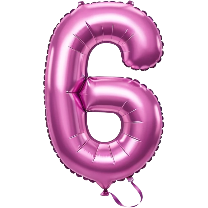 Pink foil balloon in the shape of a number six emoji