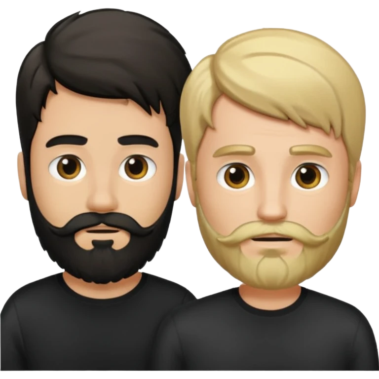 Man with a beard and long hair black gathered with another short-haired blond man whitout beard emoji