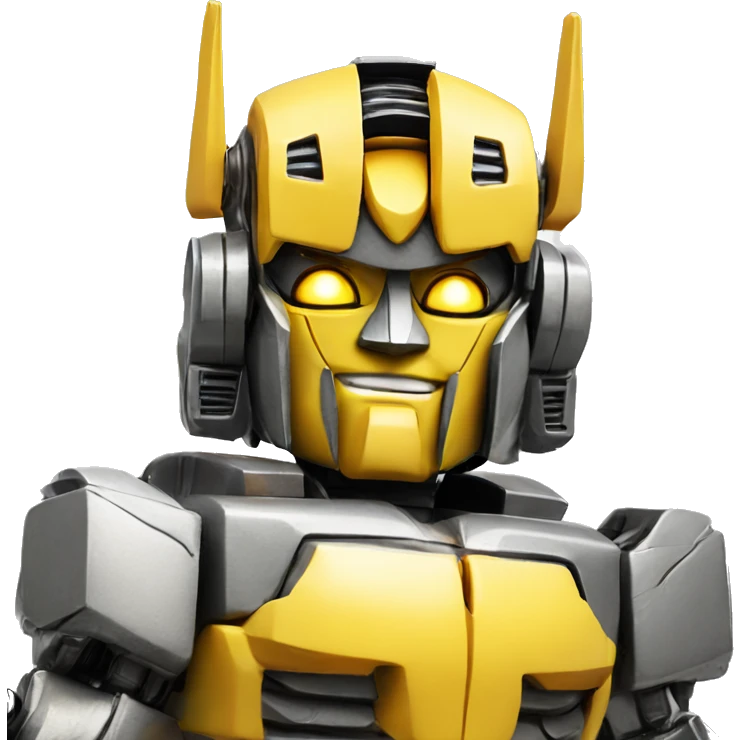 transformer thumbs up, make the transformer all yellow. Close up from the torso up emoji