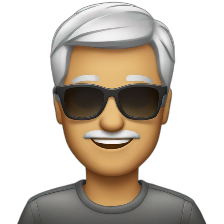 50 years with short gray hair, sunglass emoji