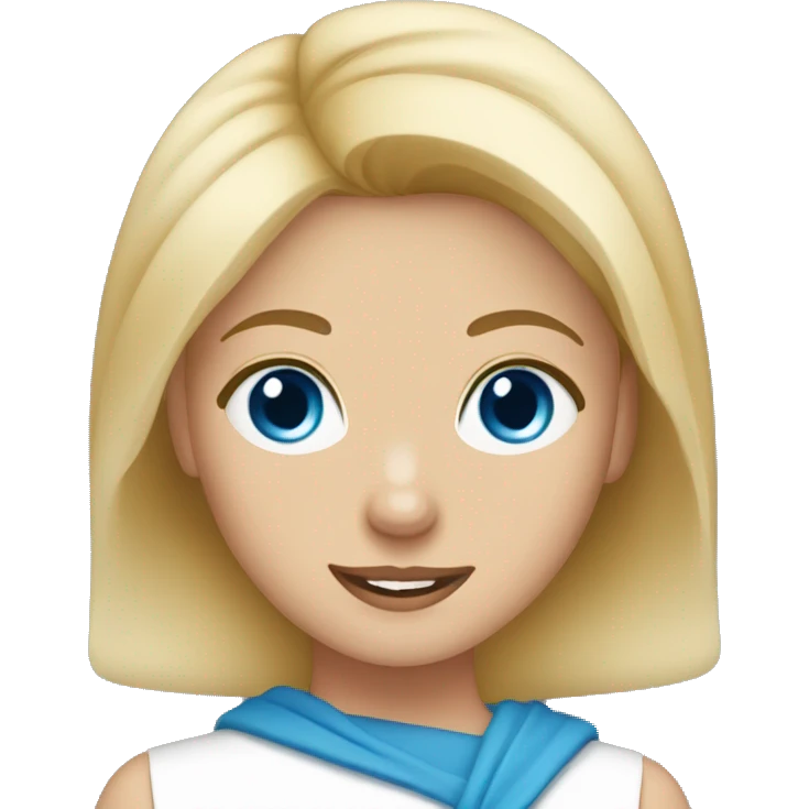 Blonde girl blue eyes holding spitz  emoji