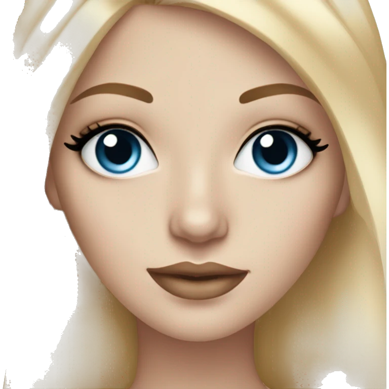white girl with blue eyes and blonde straight hair wearing lashes and glam makeup emoji
