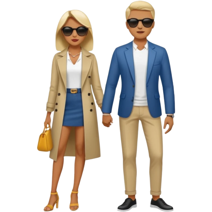 full-length stylish couple in sunglasses emoji