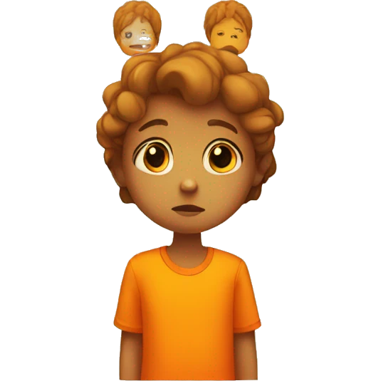 sad child in a bright orange clothes emoji