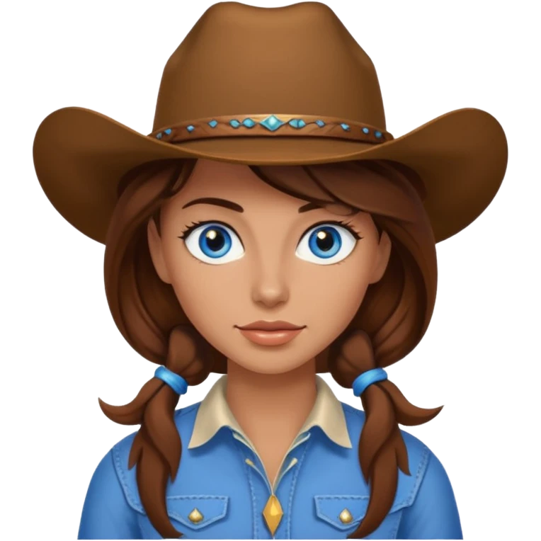 American cowgirl blue eyes brown hair emoji