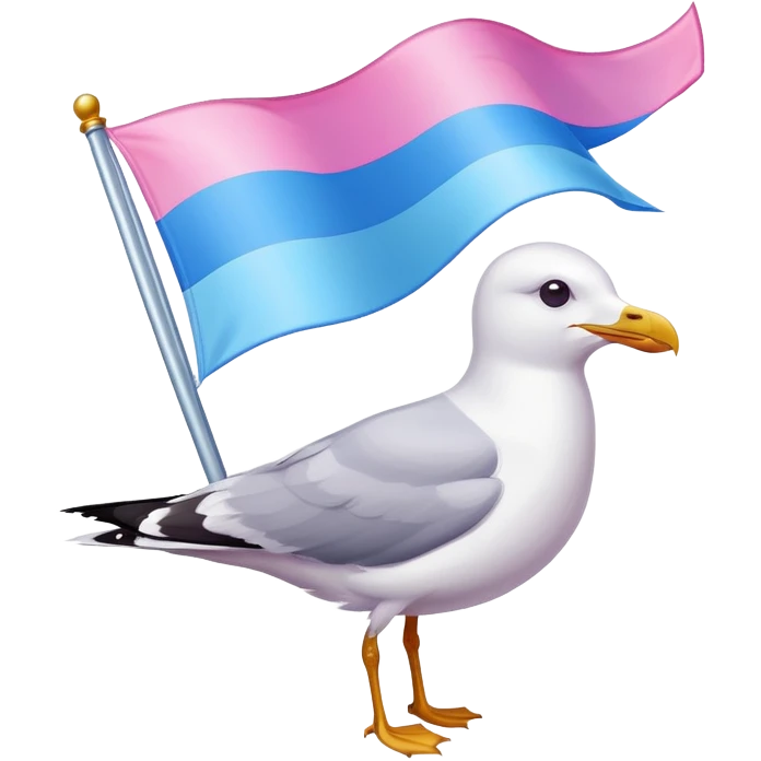 Seagull carrying trans pride flag  emoji