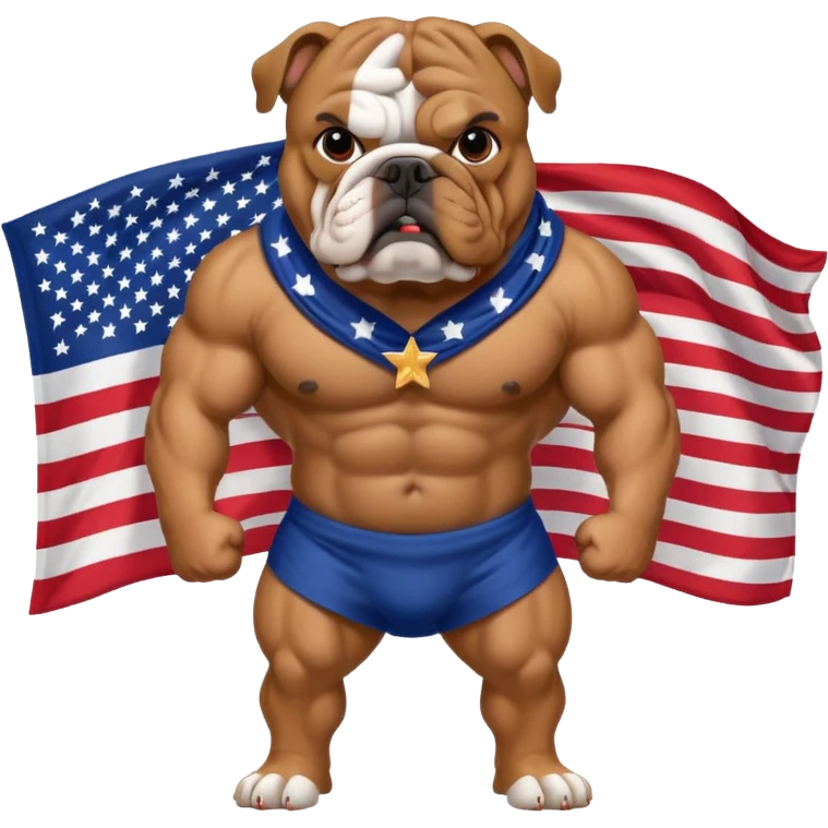 Bulldog with a USA flag over him emoji