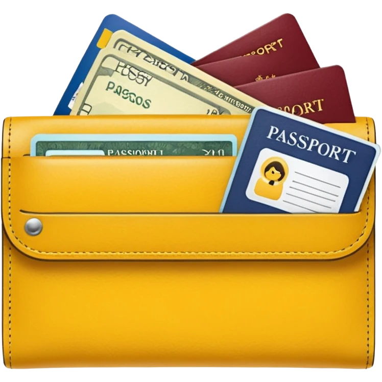 Travel yellow wallet – larger, holds passport and tickets.
 emoji