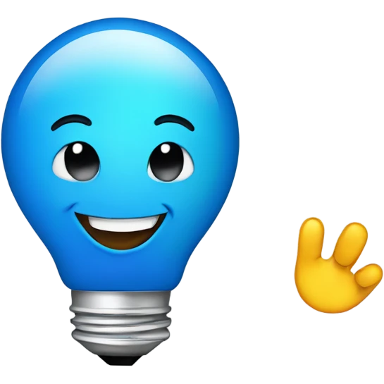 A blue bulb laughing emoji